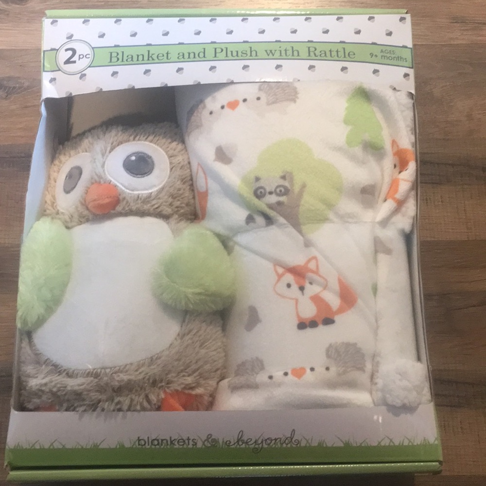 Blankets and Beyond Owl Plush and Forest Blanket